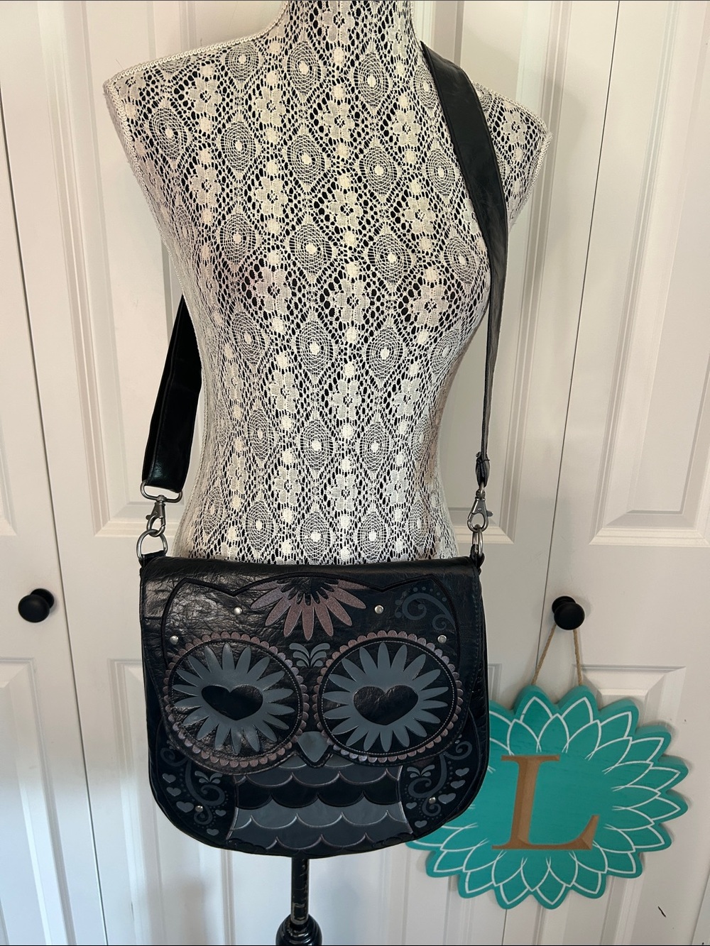 Loungefly Black Owl Applique Crossbody Bag